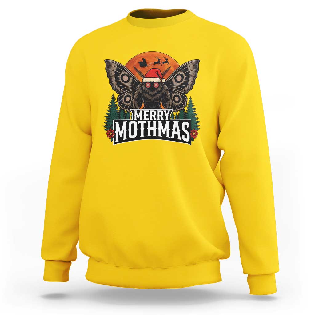 Mothman Sweatshirt Holiday Humor Merry Mothmas Cryptid Gift - Wonder Print Shop