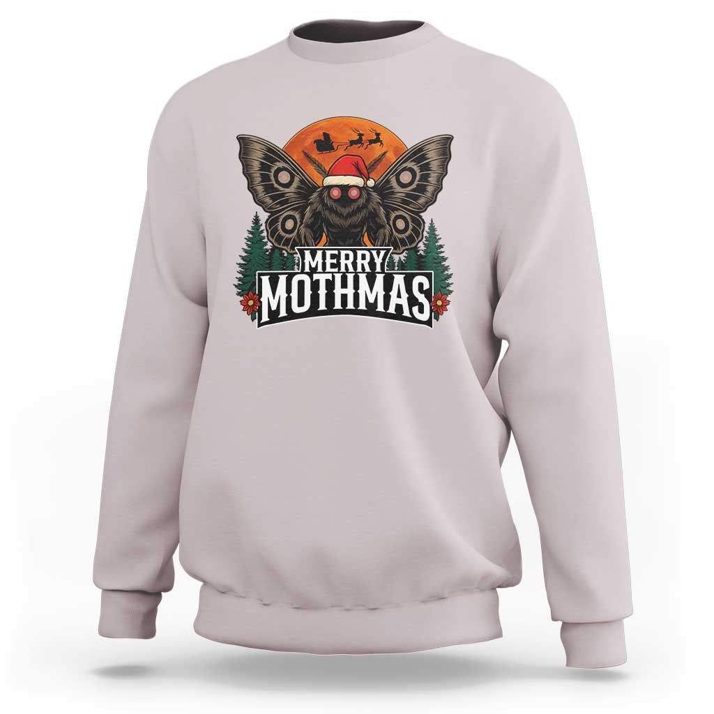Mothman Sweatshirt Holiday Humor Merry Mothmas Cryptid Gift - Wonder Print Shop