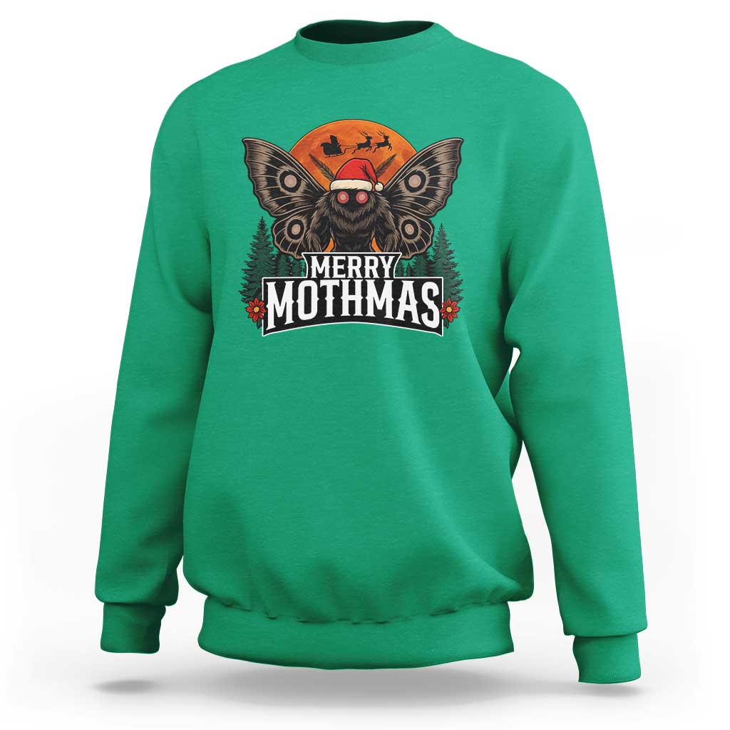 Mothman Sweatshirt Holiday Humor Merry Mothmas Cryptid Gift - Wonder Print Shop