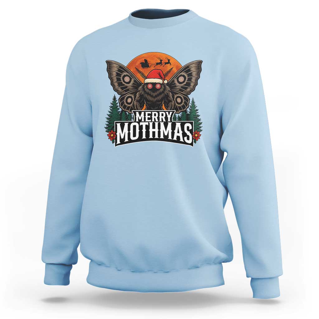 Mothman Sweatshirt Holiday Humor Merry Mothmas Cryptid Gift - Wonder Print Shop
