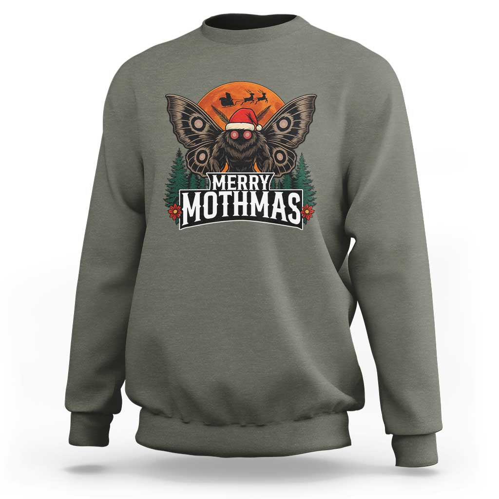 Mothman Sweatshirt Holiday Humor Merry Mothmas Cryptid Gift - Wonder Print Shop