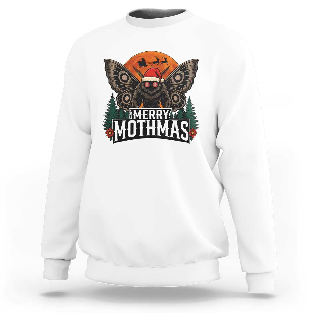 Mothman Sweatshirt Holiday Humor Merry Mothmas Cryptid Gift - Wonder Print Shop