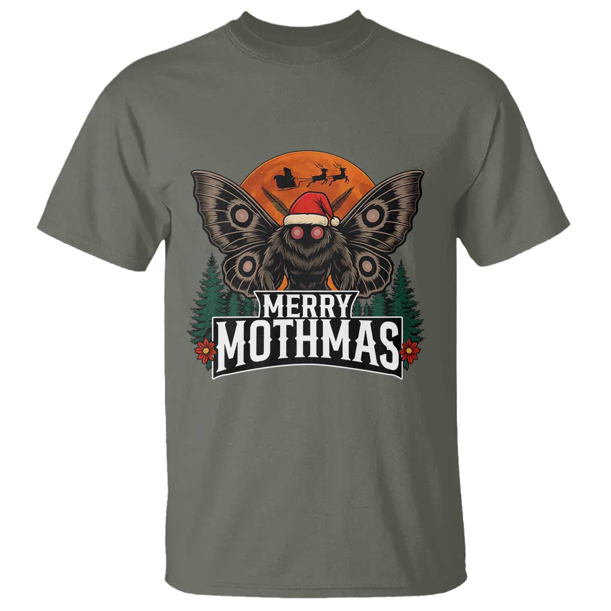 Mothman T Shirt Holiday Humor Merry Mothmas Cryptid Gift - Wonder Print Shop