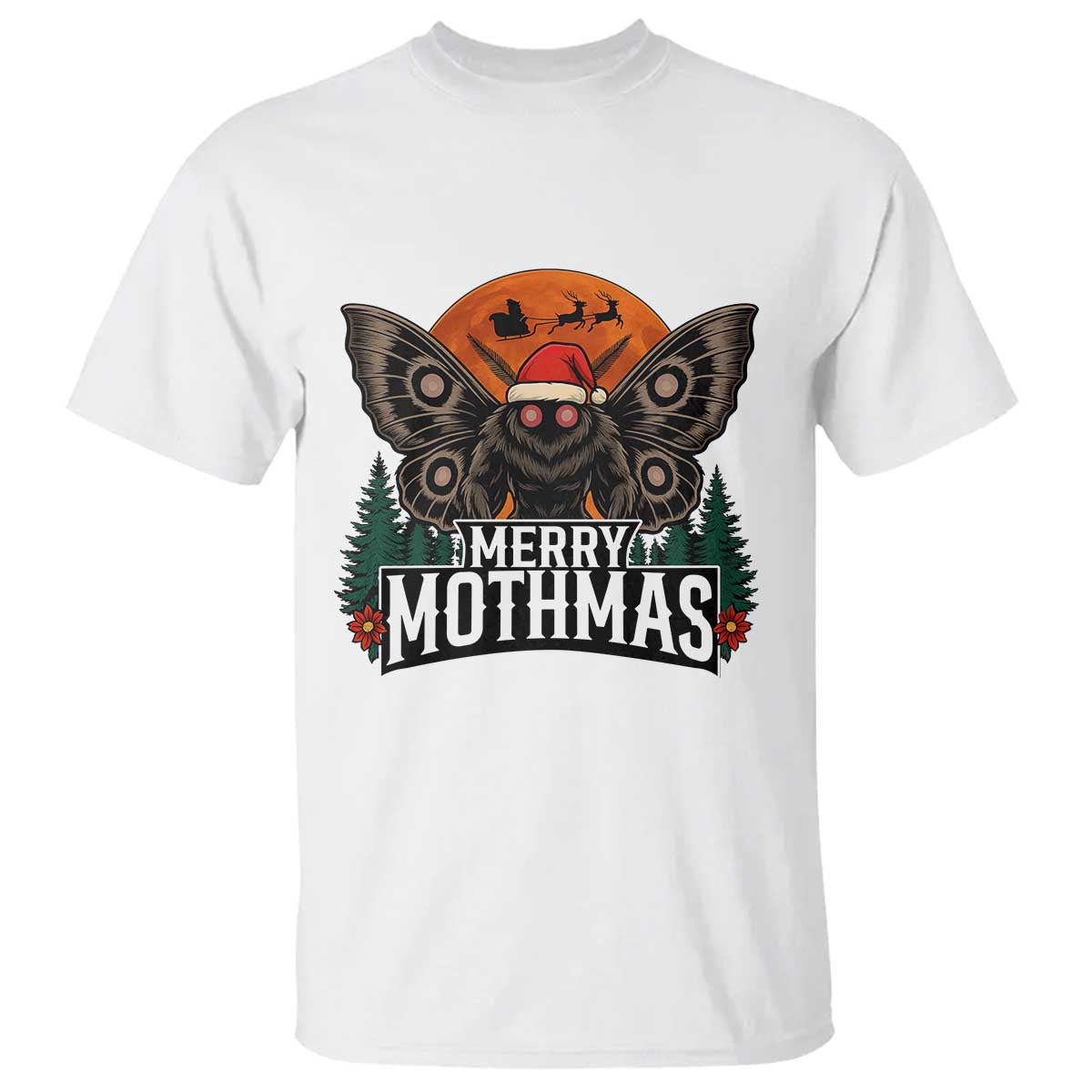 Mothman T Shirt Holiday Humor Merry Mothmas Cryptid Gift - Wonder Print Shop