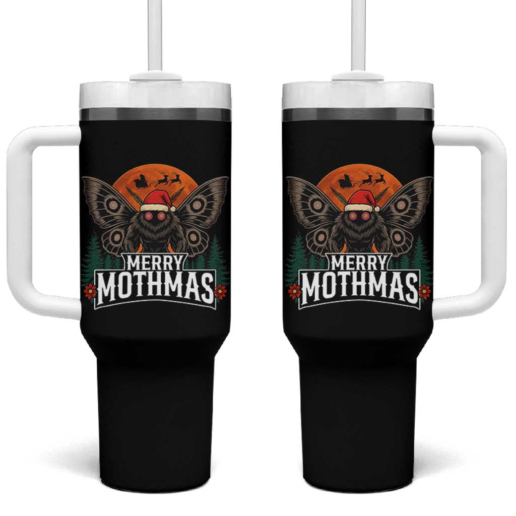 Mothman Tumbler With Handle Holiday Humor Merry Mothmas Cryptid Gift