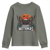 Mothman Youth Sweatshirt Holiday Humor Merry Mothmas Cryptid Gift - Wonder Print Shop