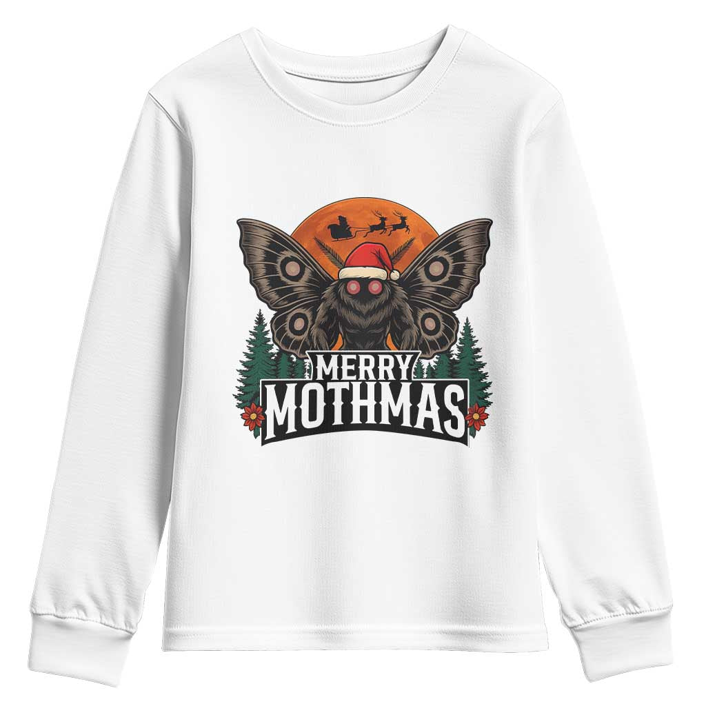 Mothman Youth Sweatshirt Holiday Humor Merry Mothmas Cryptid Gift - Wonder Print Shop