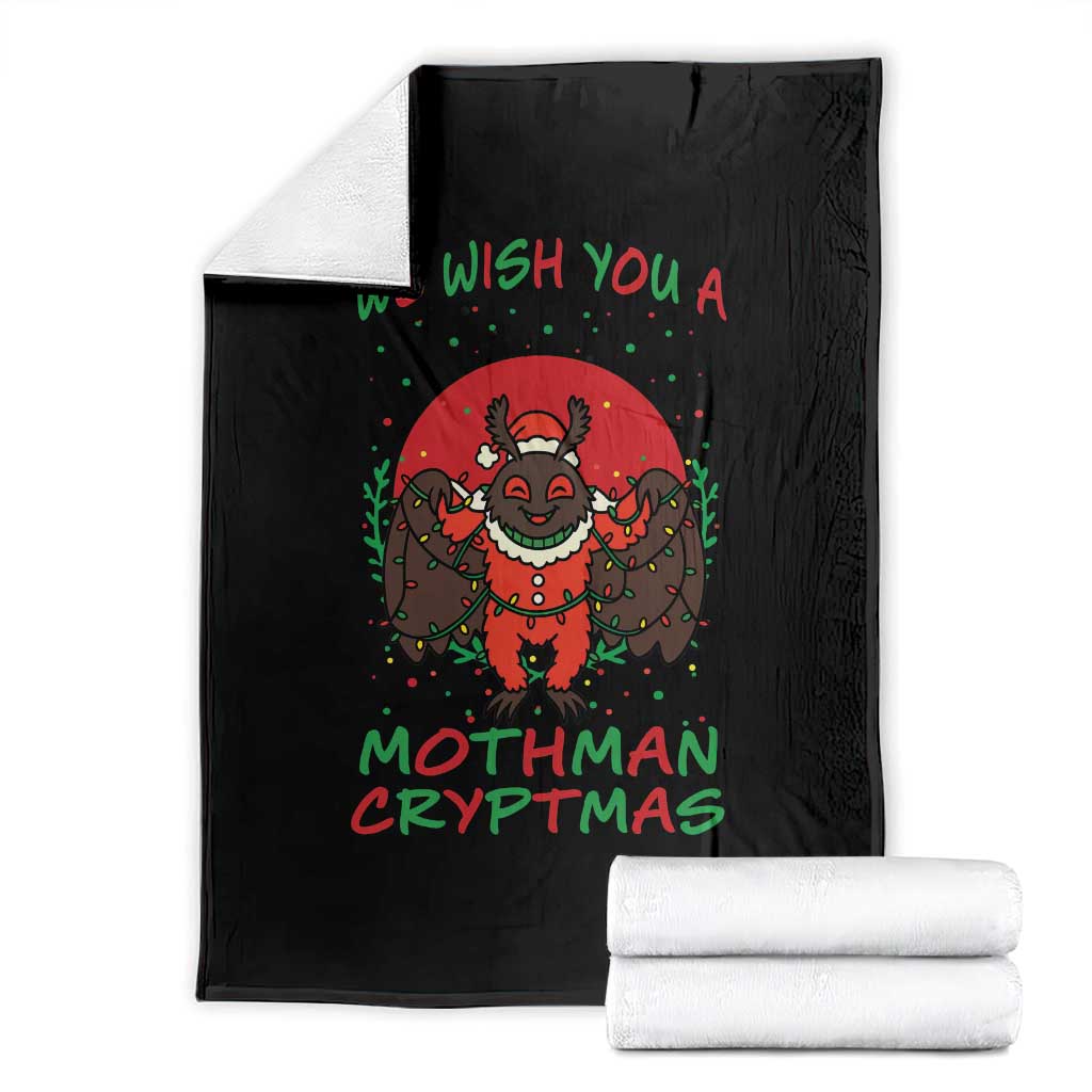 Mothman Christmas Throw Blanket We Wish You A Mothman Cryptmas Funny Christmas Gift - Wonder Print Shop