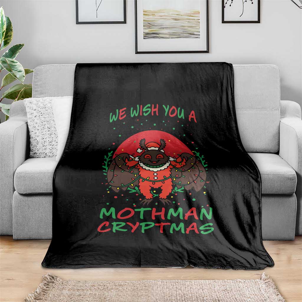 Mothman Christmas Throw Blanket We Wish You A Mothman Cryptmas Funny Christmas Gift - Wonder Print Shop