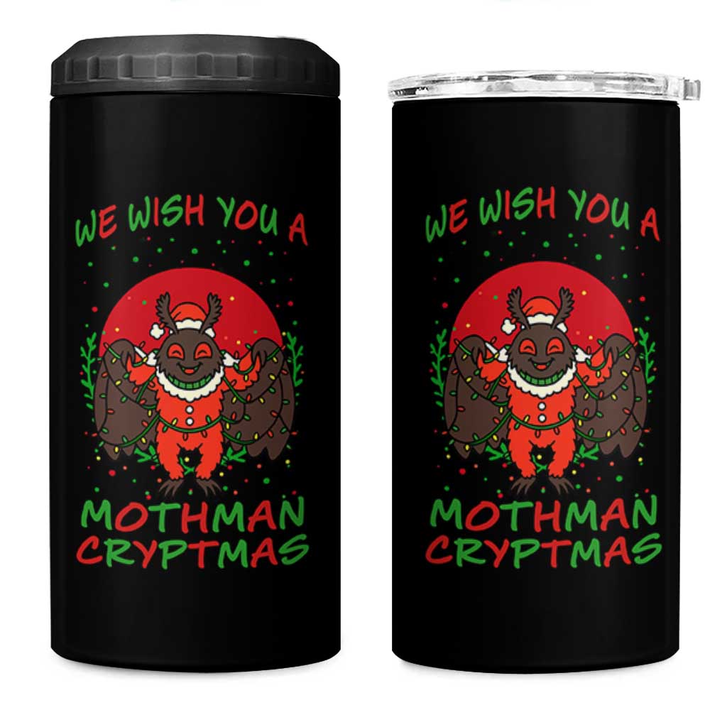 Mothman Christmas 4 in 1 Can Cooler Tumbler We Wish You A Mothman Cryptmas Funny Christmas Gift