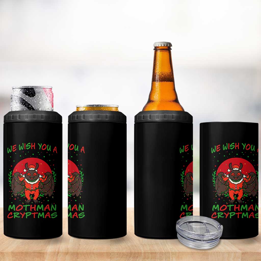 Mothman Christmas 4 in 1 Can Cooler Tumbler We Wish You A Mothman Cryptmas Funny Christmas Gift