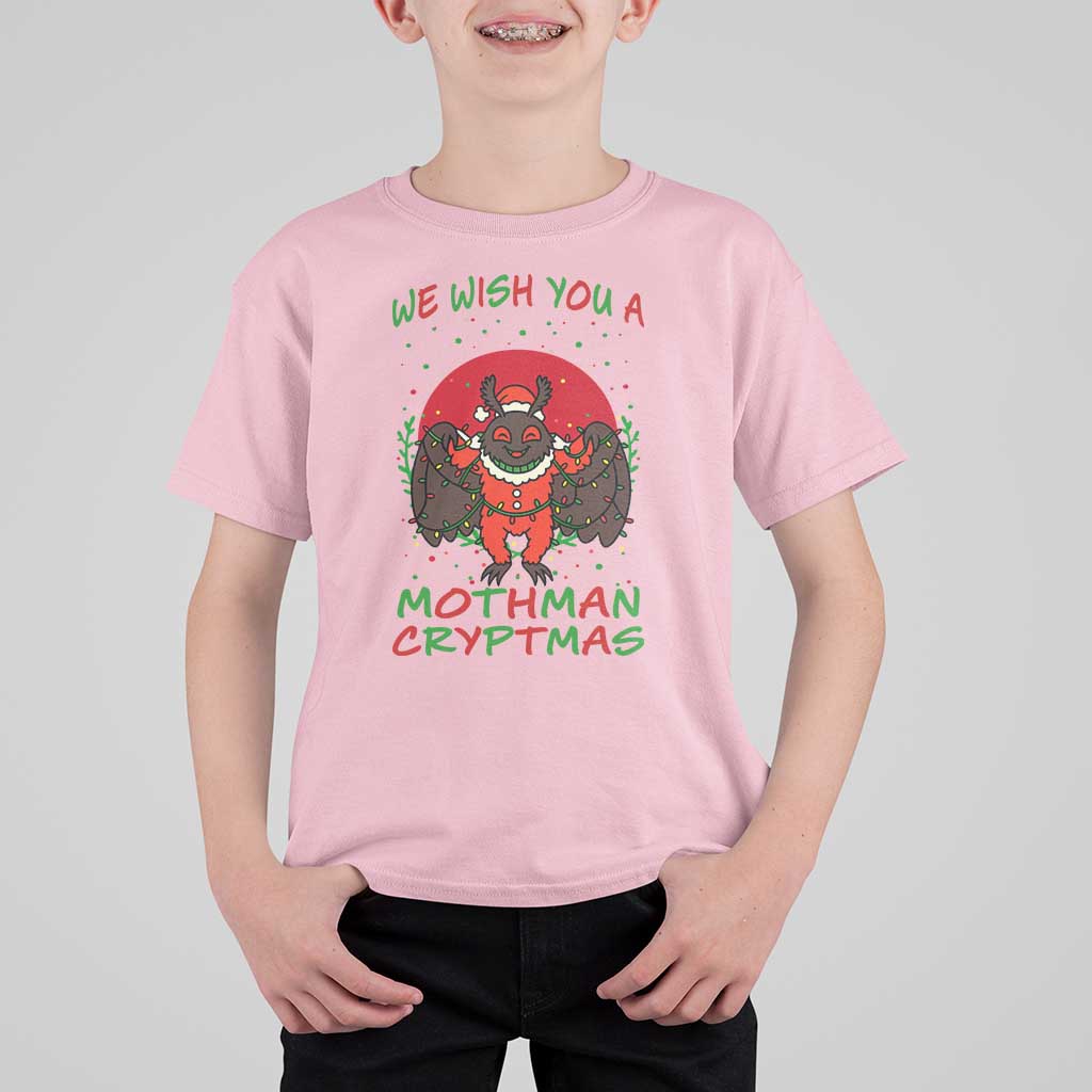 Mothman Christmas T Shirt For Kid We Wish You A Mothman Cryptmas Funny Christmas Gift - Wonder Print Shop