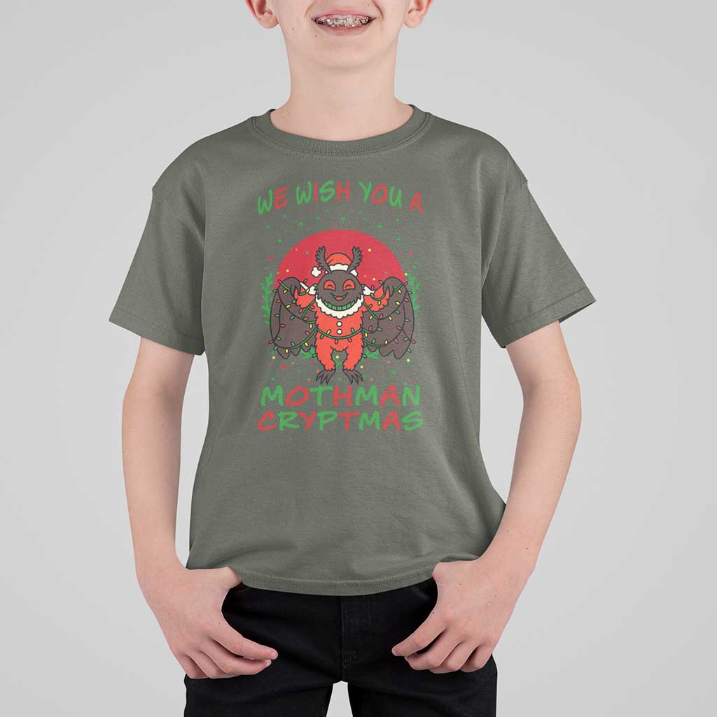 Mothman Christmas T Shirt For Kid We Wish You A Mothman Cryptmas Funny Christmas Gift - Wonder Print Shop