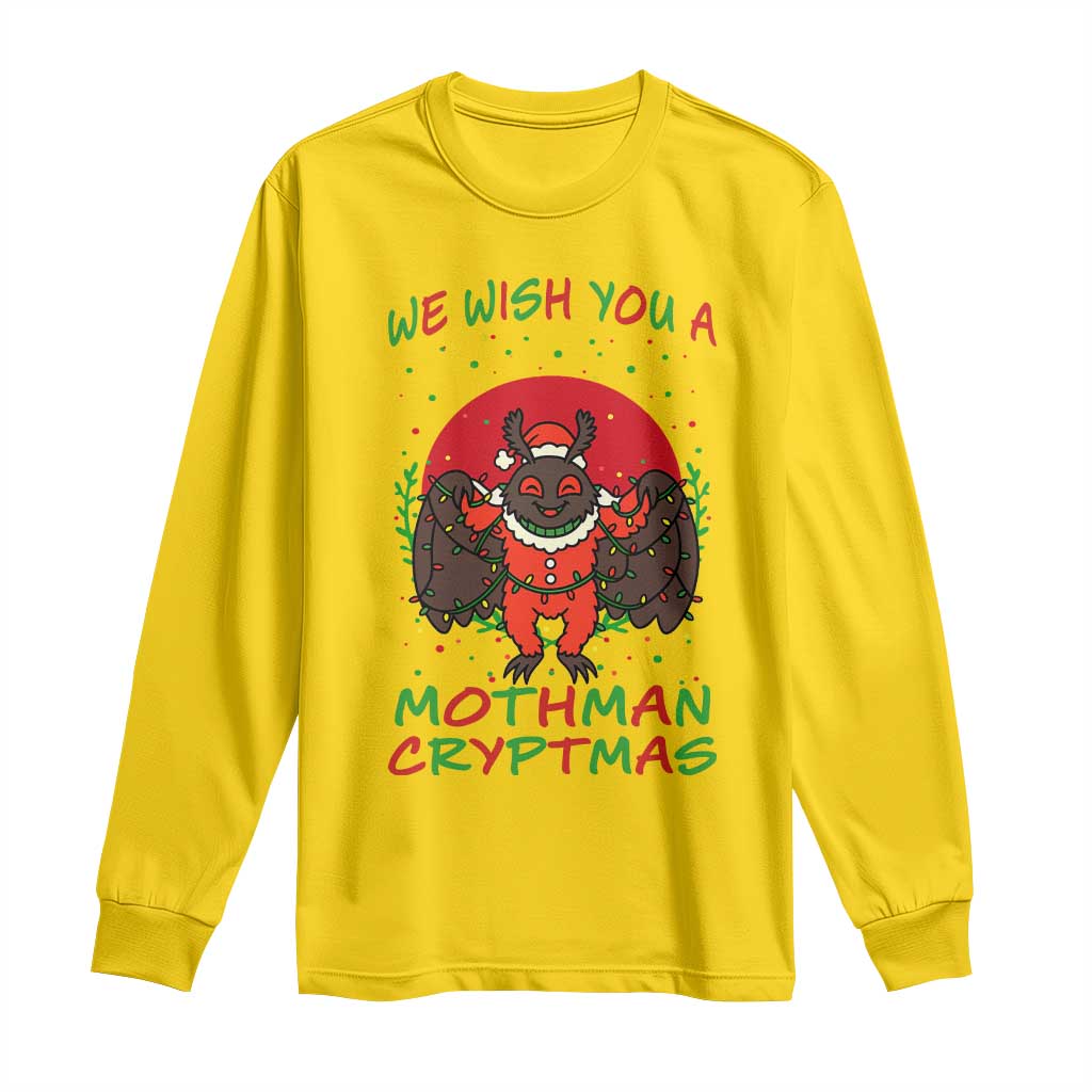 Mothman Christmas Long Sleeve Shirt We Wish You A Mothman Cryptmas Funny Christmas Gift - Wonder Print Shop