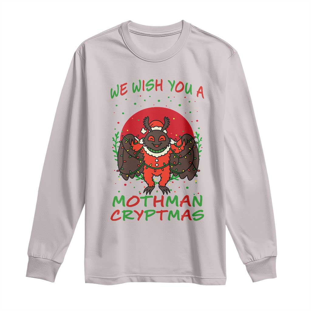 Mothman Christmas Long Sleeve Shirt We Wish You A Mothman Cryptmas Funny Christmas Gift - Wonder Print Shop