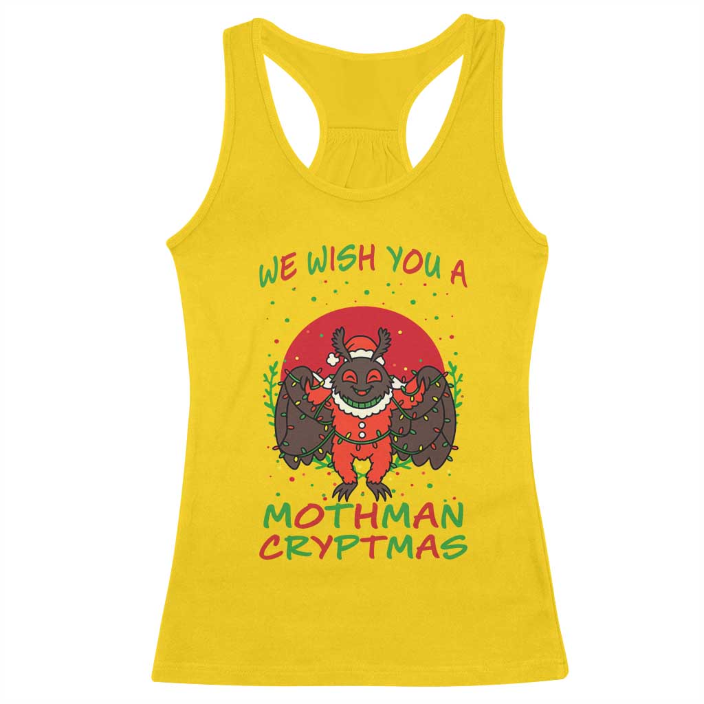 Mothman Christmas Racerback Tank Top We Wish You A Mothman Cryptmas Funny Christmas Gift - Wonder Print Shop