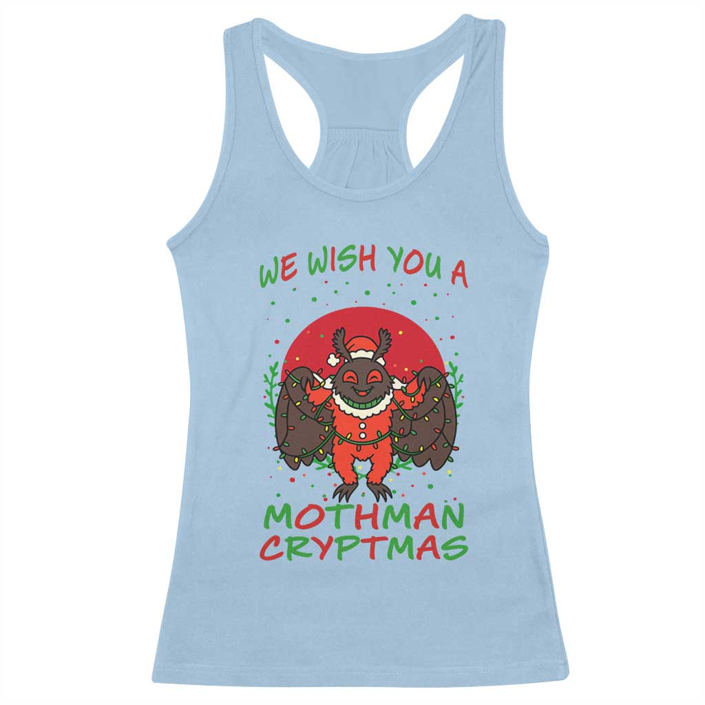 Mothman Christmas Racerback Tank Top We Wish You A Mothman Cryptmas Funny Christmas Gift - Wonder Print Shop