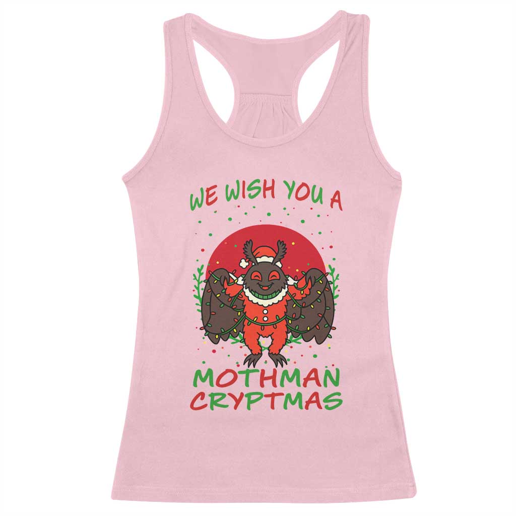Mothman Christmas Racerback Tank Top We Wish You A Mothman Cryptmas Funny Christmas Gift - Wonder Print Shop