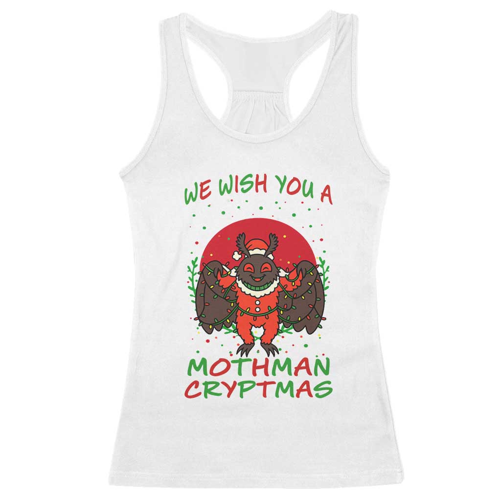 Mothman Christmas Racerback Tank Top We Wish You A Mothman Cryptmas Funny Christmas Gift - Wonder Print Shop