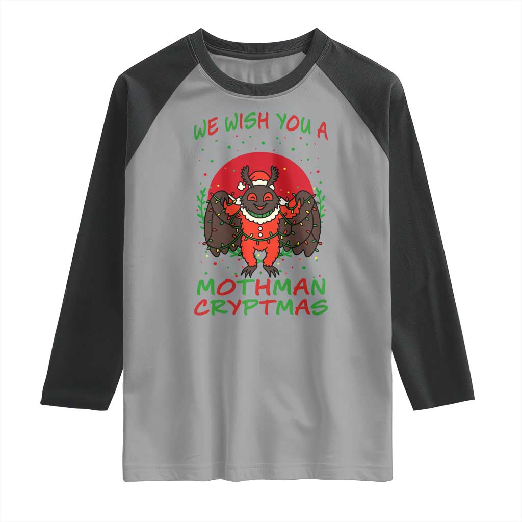 Mothman Christmas Raglan Shirt We Wish You A Mothman Cryptmas Funny Christmas Gift - Wonder Print Shop