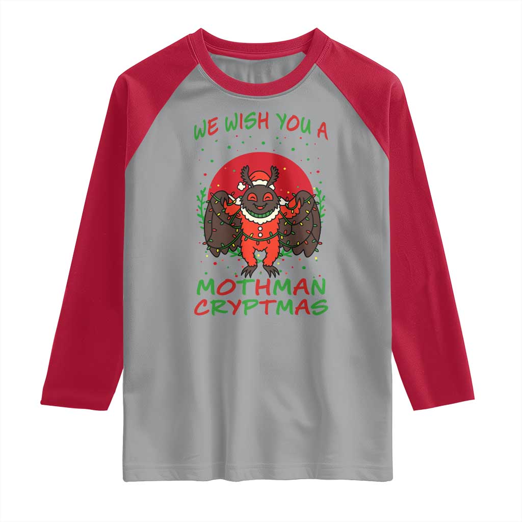 Mothman Christmas Raglan Shirt We Wish You A Mothman Cryptmas Funny Christmas Gift - Wonder Print Shop