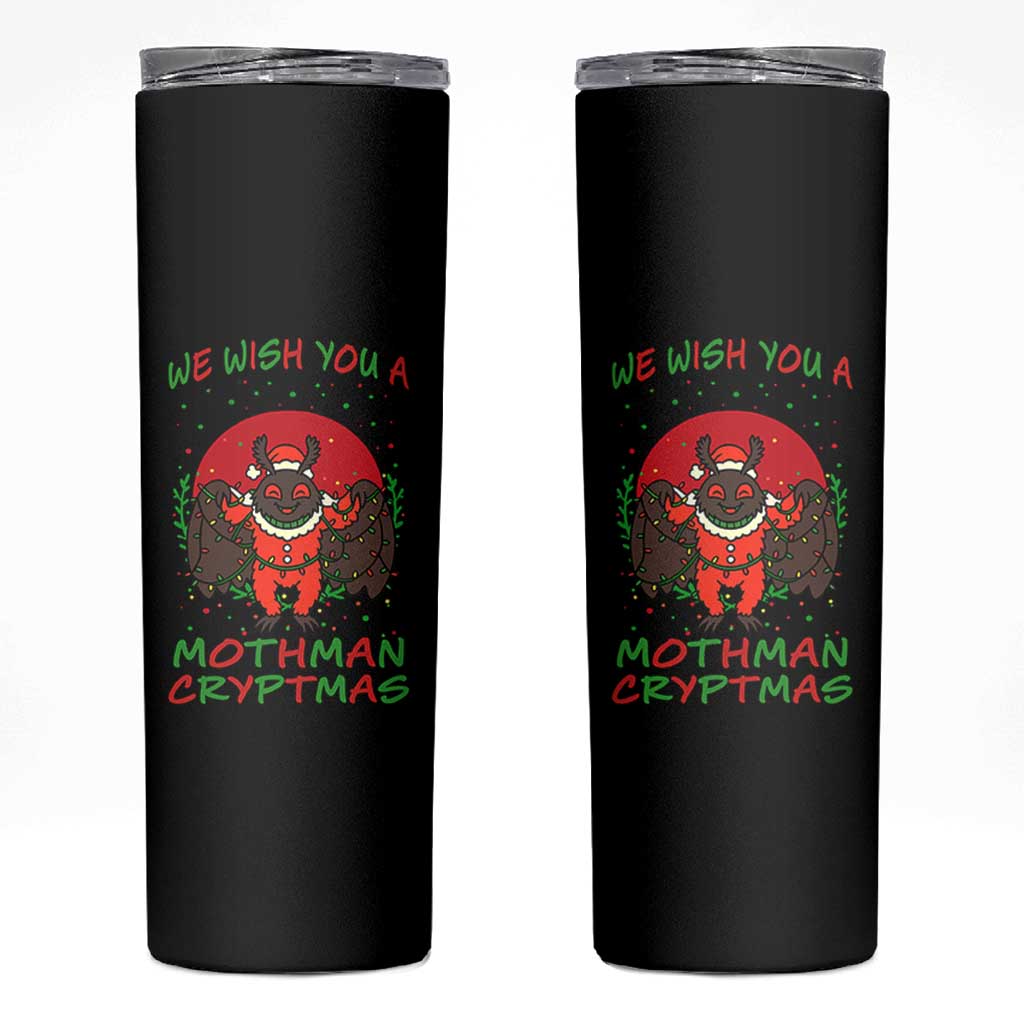 Mothman Christmas Skinny Tumbler We Wish You A Mothman Cryptmas Funny Christmas Gift
