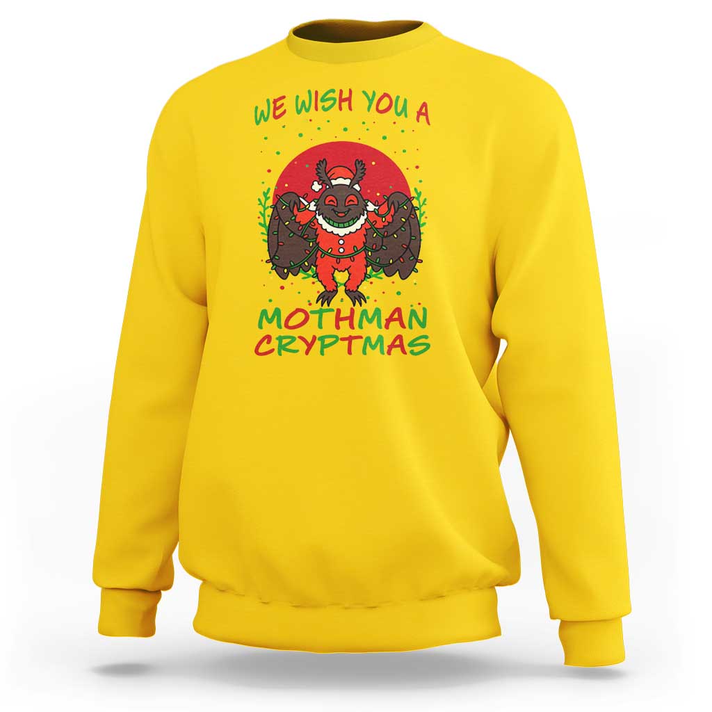 Mothman Christmas Sweatshirt We Wish You A Mothman Cryptmas Funny Christmas Gift - Wonder Print Shop