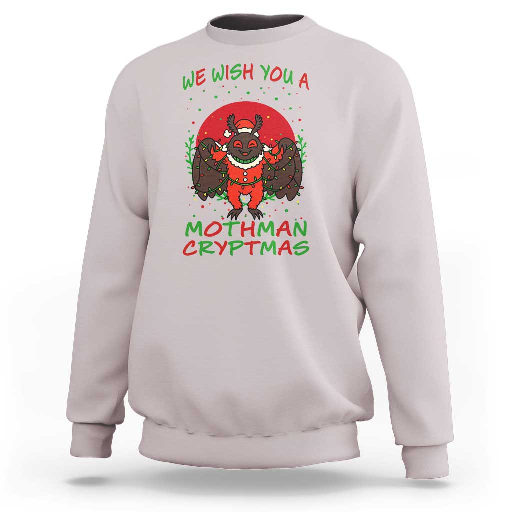 Mothman Christmas Sweatshirt We Wish You A Mothman Cryptmas Funny Christmas Gift - Wonder Print Shop