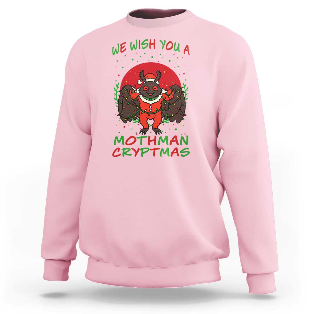 Mothman Christmas Sweatshirt We Wish You A Mothman Cryptmas Funny Christmas Gift - Wonder Print Shop