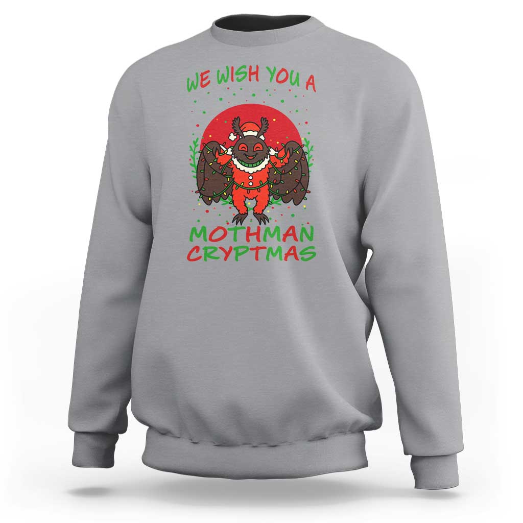 Mothman Christmas Sweatshirt We Wish You A Mothman Cryptmas Funny Christmas Gift - Wonder Print Shop