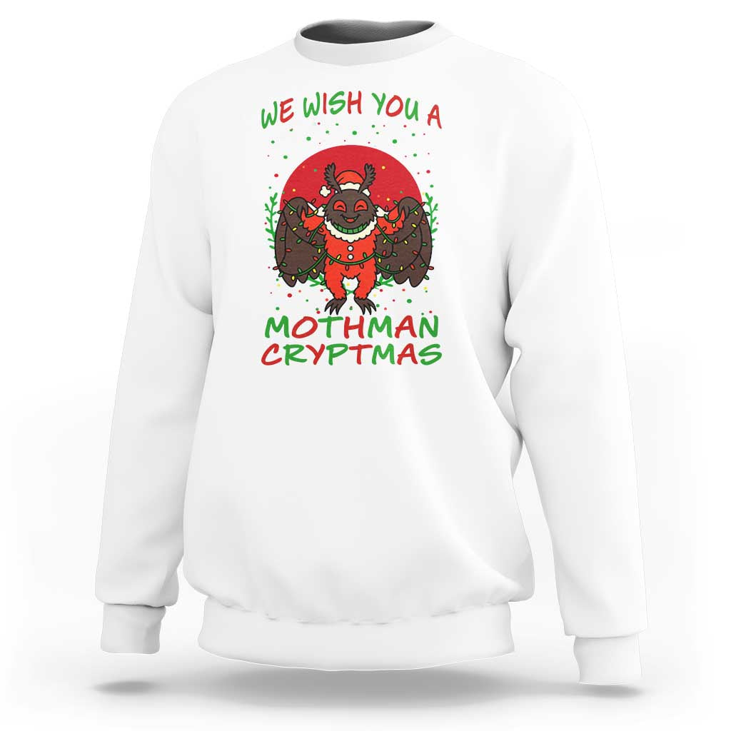 Mothman Christmas Sweatshirt We Wish You A Mothman Cryptmas Funny Christmas Gift - Wonder Print Shop