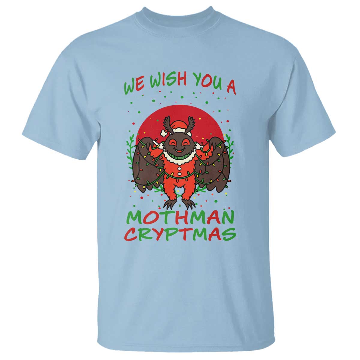 Mothman Christmas T Shirt We Wish You A Mothman Cryptmas Funny Christmas Gift - Wonder Print Shop