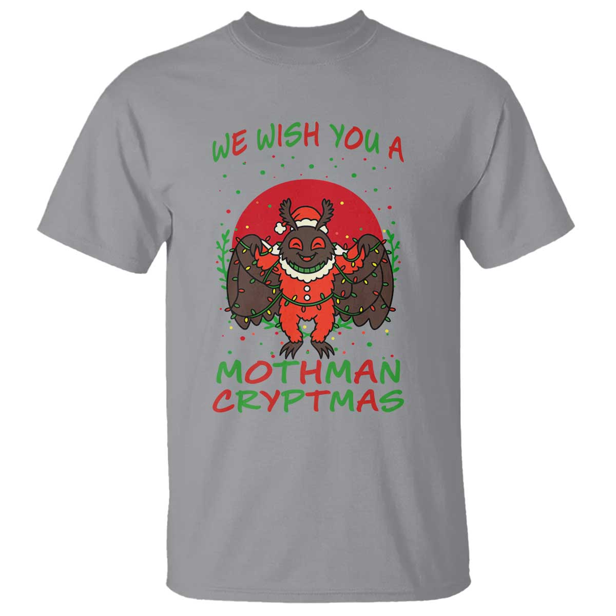 Mothman Christmas T Shirt We Wish You A Mothman Cryptmas Funny Christmas Gift - Wonder Print Shop