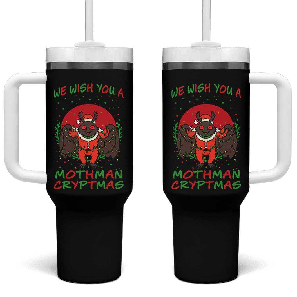 Mothman Christmas Tumbler With Handle We Wish You A Mothman Cryptmas Funny Christmas Gift