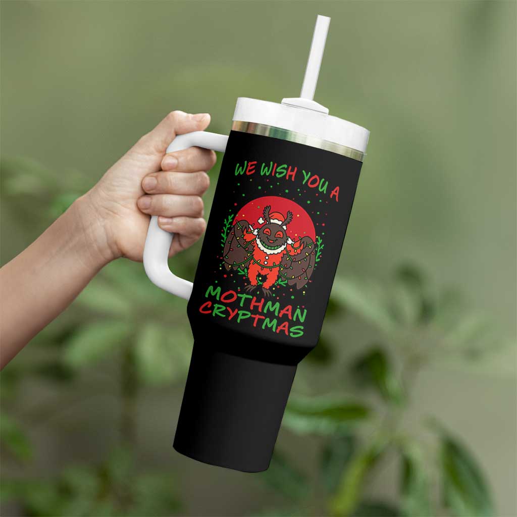 Mothman Christmas Tumbler With Handle We Wish You A Mothman Cryptmas Funny Christmas Gift
