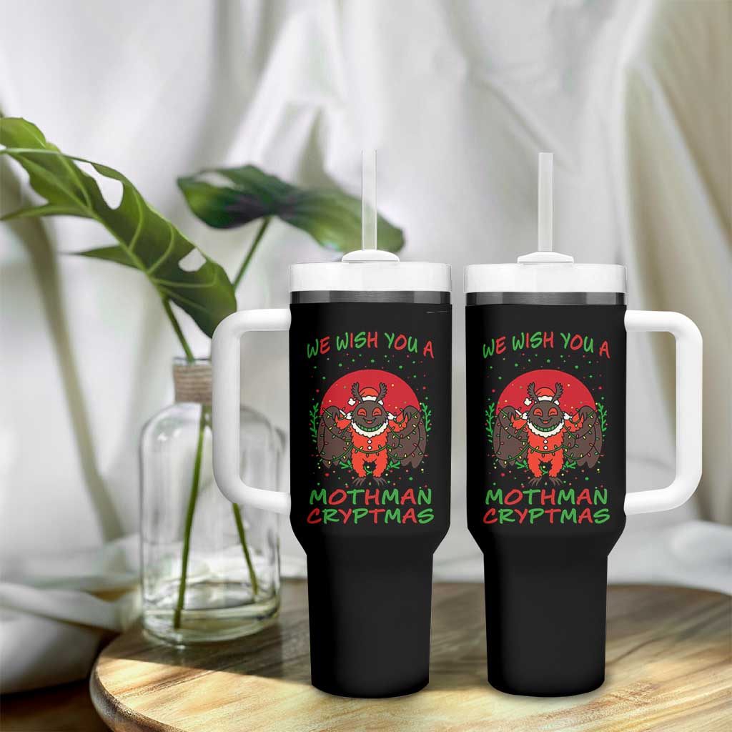 Mothman Christmas Tumbler With Handle We Wish You A Mothman Cryptmas Funny Christmas Gift