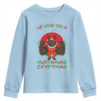 Mothman Christmas Youth Sweatshirt We Wish You A Mothman Cryptmas Funny Christmas Gift - Wonder Print Shop