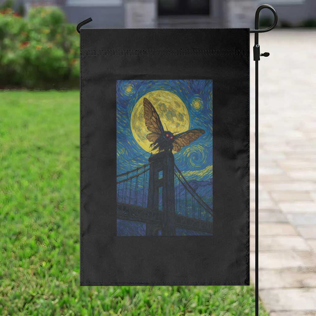 Mothman Starry Night Garden Flag Van Gogh Cryptid Gift - Wonder Print Shop
