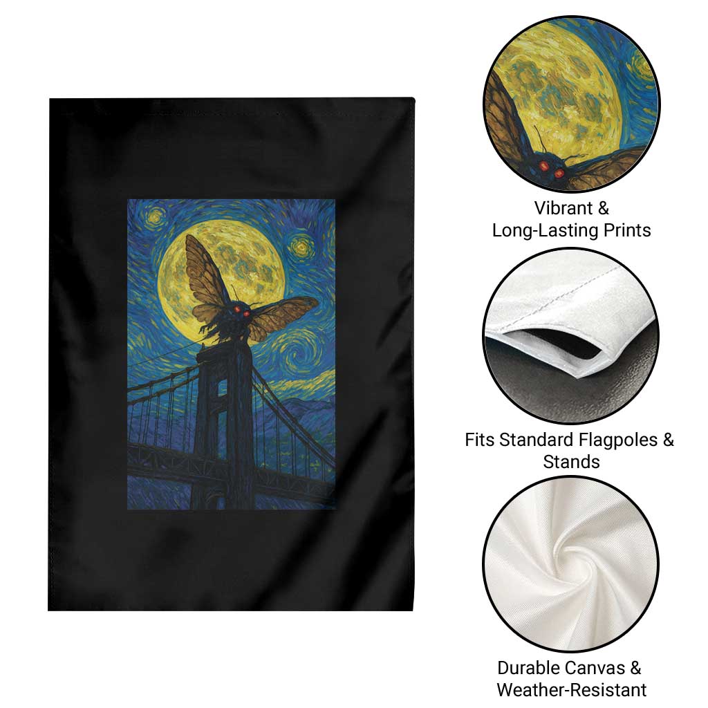 Mothman Starry Night Garden Flag Van Gogh Cryptid Gift - Wonder Print Shop