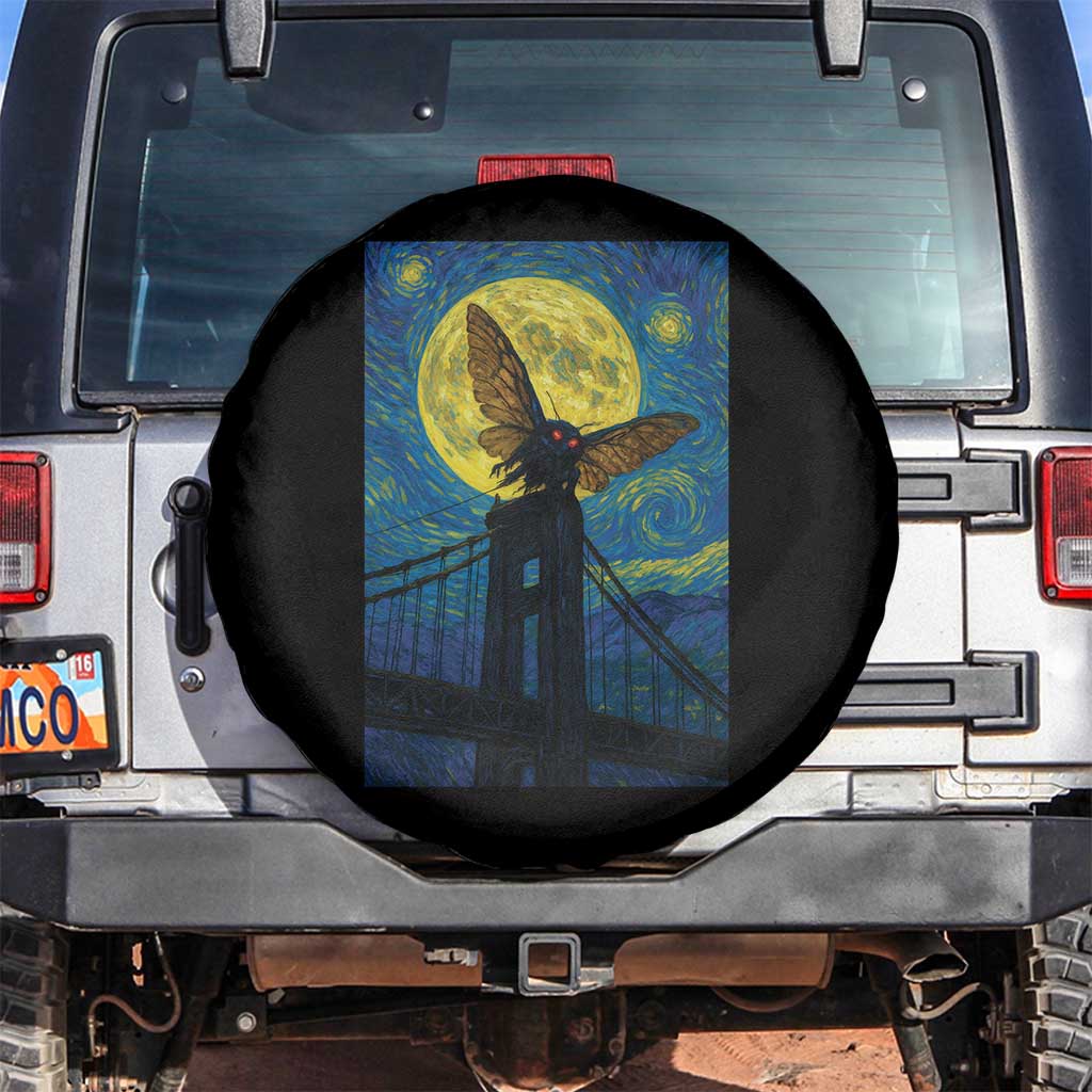 Mothman Starry Night Spare Tire Cover Van Gogh Cryptid Gift - Wonder Print Shop
