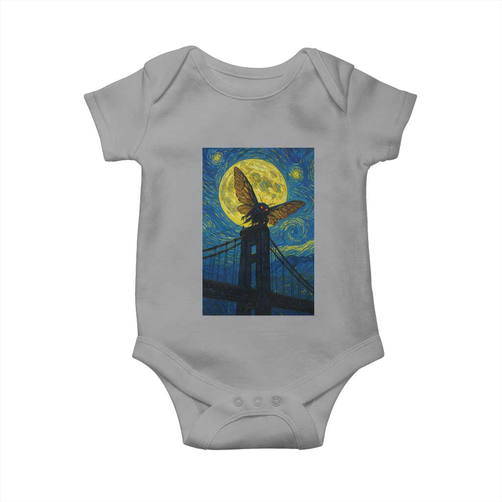 Mothman Starry Night Baby Onesie Van Gogh Cryptid Gift - Wonder Print Shop