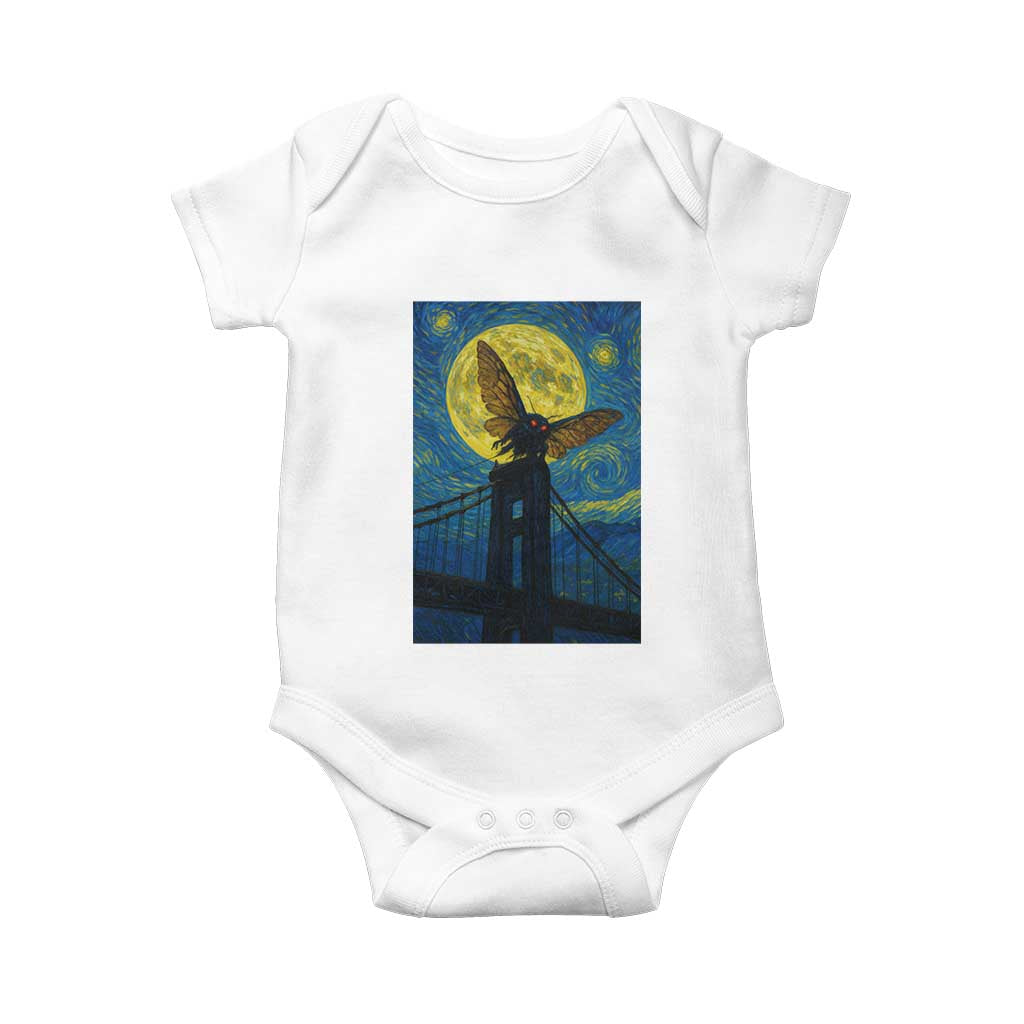 Mothman Starry Night Baby Onesie Van Gogh Cryptid Gift - Wonder Print Shop