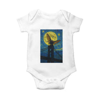 Mothman Starry Night Baby Onesie Van Gogh Cryptid Gift - Wonder Print Shop