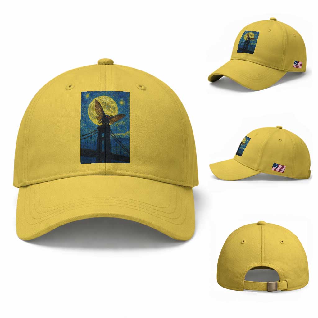 Mothman Starry Night Baseball Cap Van Gogh Cryptid Gift
