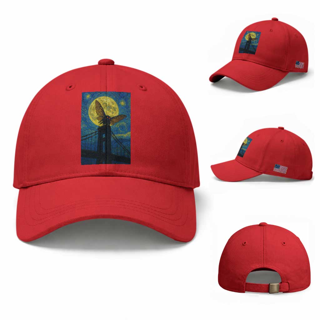 Mothman Starry Night Baseball Cap Van Gogh Cryptid Gift