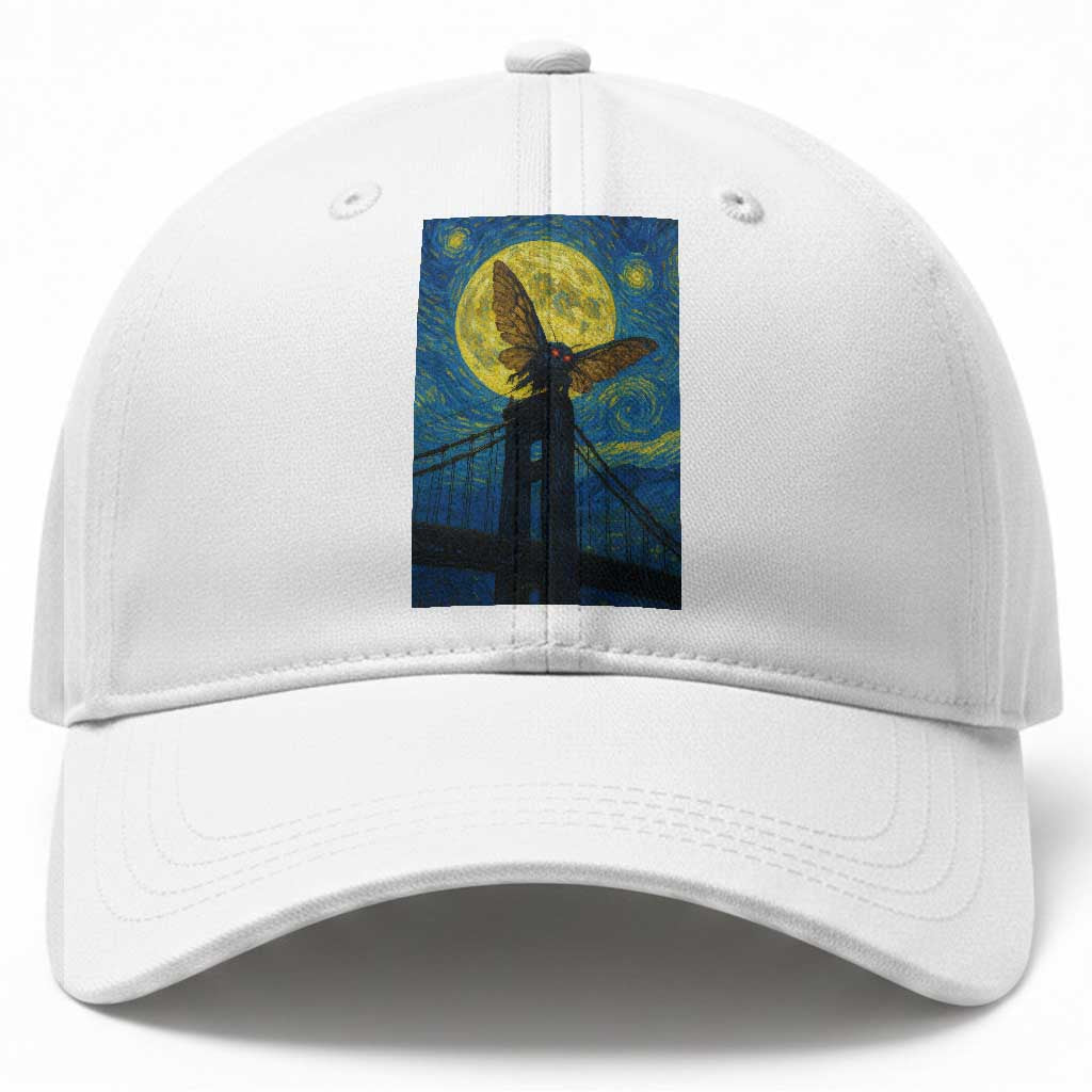 Mothman Starry Night Baseball Cap Van Gogh Cryptid Gift