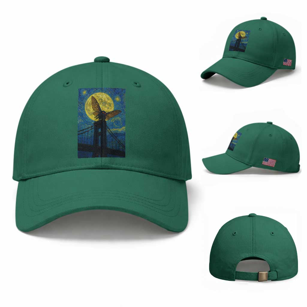 Mothman Starry Night Baseball Cap Van Gogh Cryptid Gift