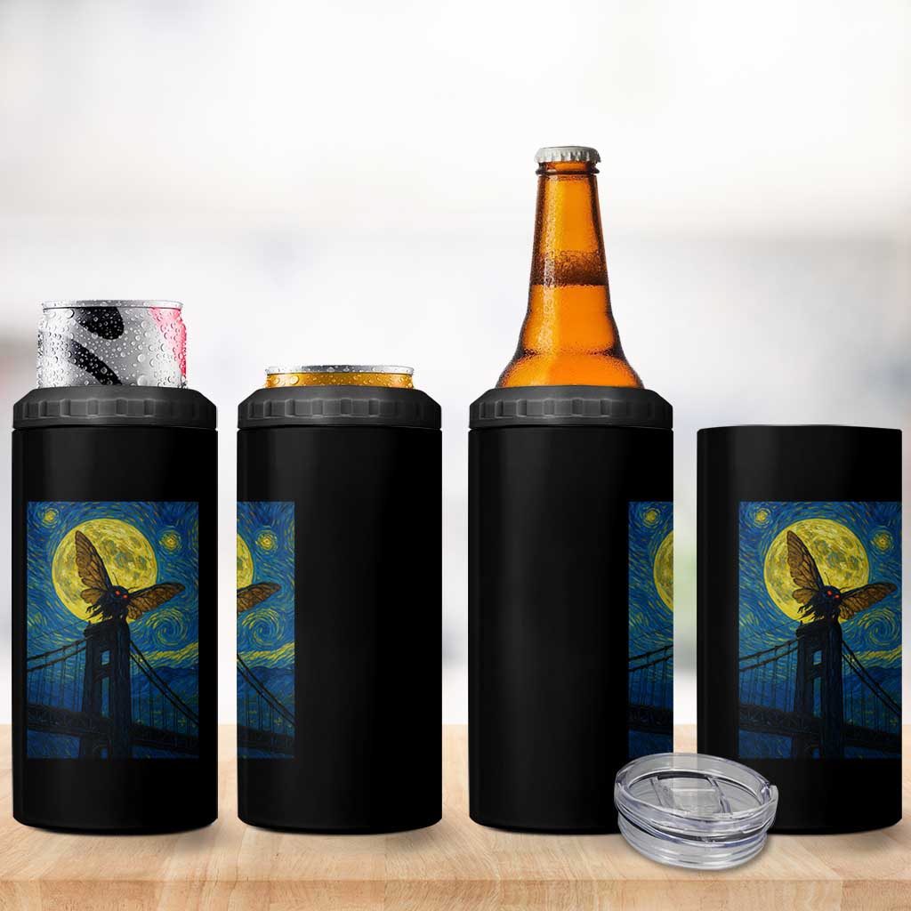 Mothman Starry Night 4 in 1 Can Cooler Tumbler Van Gogh Cryptid Gift