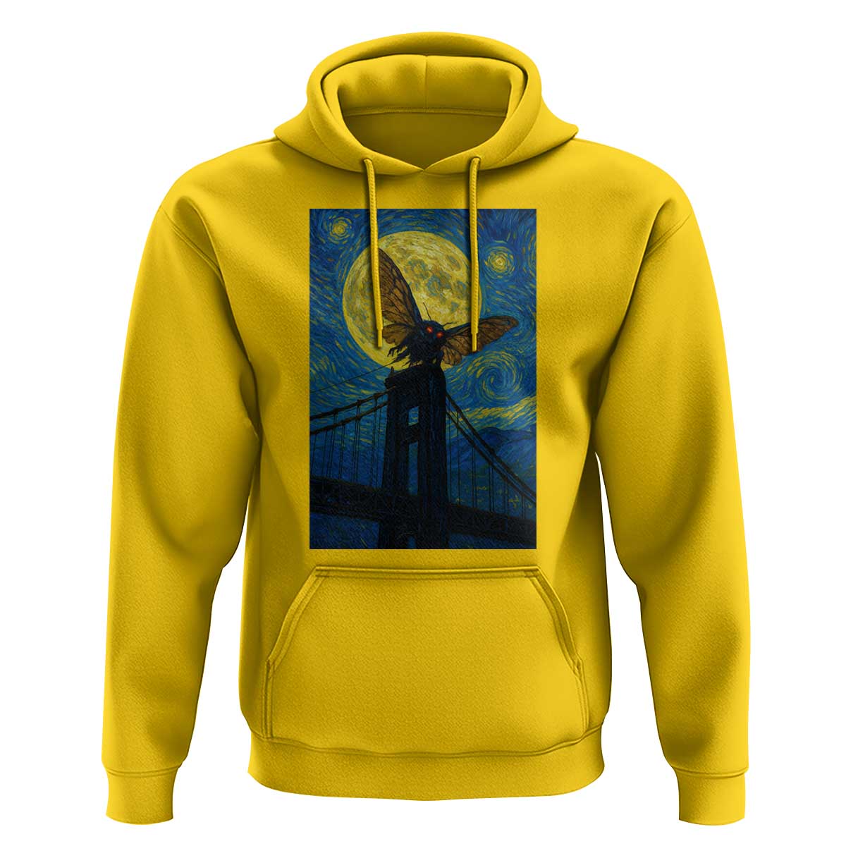 Mothman Starry Night Hoodie Van Gogh Cryptid Gift - Wonder Print Shop