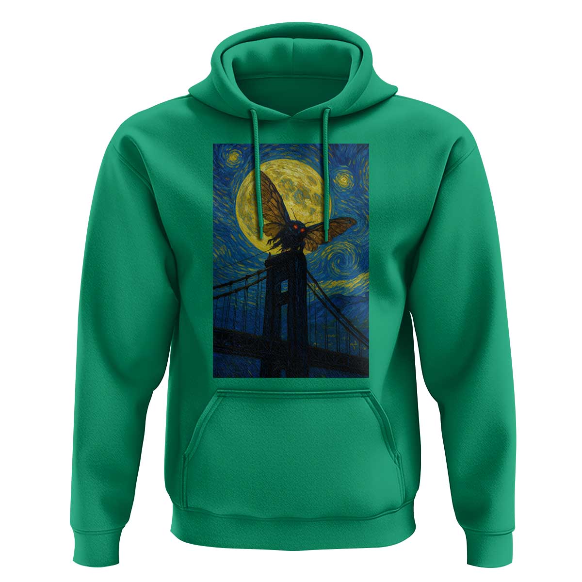 Mothman Starry Night Hoodie Van Gogh Cryptid Gift - Wonder Print Shop